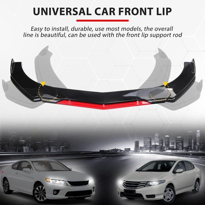 DEERMOTO Universal Front Lip for Car,4 PCS Kit Front Bumper