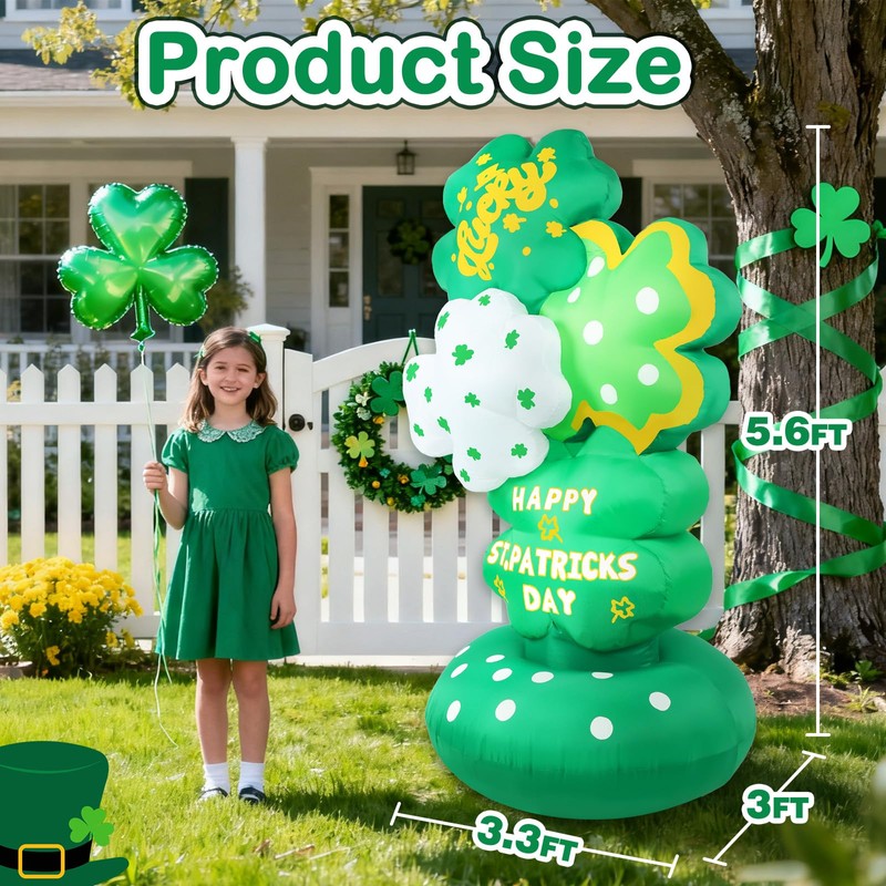 Halfjuly 5.6FT St Patricks Day Inflatables – Inflatable Shamrock Tower