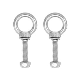 PATIKIL Lifting Shoulder Eye Bolts, M10x50 304 Stainless Steel Male Thread with Hex Screw Nut Gasket Flat Washer for Hanging Securing Chain Wire Rope, 2 Sets