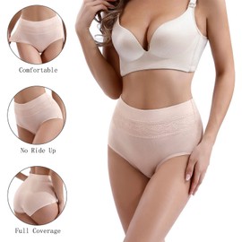 Xaanelr Women's Underwear Cotton High Waisted Full Coverage Briefs Soft Breathable Panties Multipack (as1, alpha, x_l, Multi - a04-5 Pack)