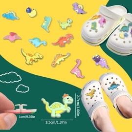 FYSL Pack of 12 Shoe Charms, Dinosaur Shoe Pins, Glow in the Dark, Cartoon Shoe Decorations, Shoe Pin Decoration, Shoe Charm for Kids, Girls and Boys, Polyvinyl Chloride