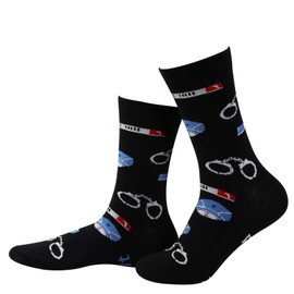 PXTIDY 2 Pairs Police Officer Socks Funny Cop Gift But I Can Cuff It Police Novelty Socks Police Law Socks Gift for Policeman