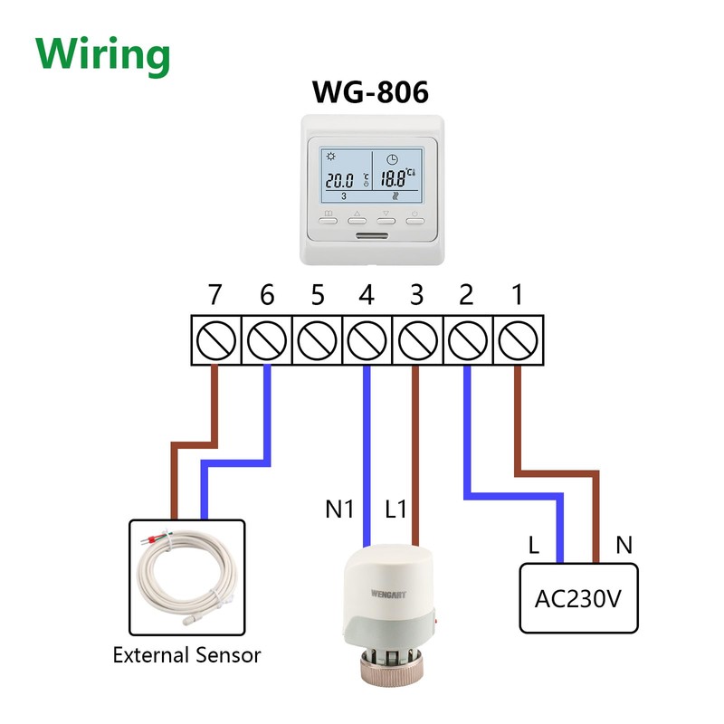 Wengart Thermal Actuator Valve WG03, Normally Closed 2 Wire AC230V