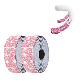SESHIS Road Bike Drop Handle Bicycle Bar Tape Cherry Blossom Pattern White/Pink