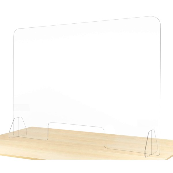 flybold Sneeze Guard for Desk Plexiglass Sheet - Barrier for Counter Acrylic Desk Divider - 92% Transparency Anti Fade Plastic Protective Shields for Office Furniture Partitions 48" X 32"