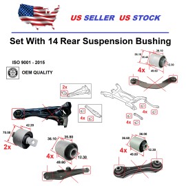 2MPLASTIC Rear Control Lateral Trans Arm Bushing Set 14 Bushing For Lancer 2008-2017