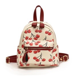 AnBlack Mini Court Backpack With Cherry Print,Stylish Daypack Purse Handbag for women Small Casual Daily Travel Bag (Red Cherry)