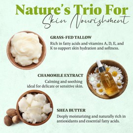 Jade Outlet Inc Chamomile Tallow Balm | Nourishing Moisturizer for Dry & Delicate Skin | Grass-Fed Beef Tallow & Shea Butter