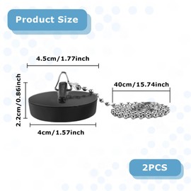Pack of 2 Drain Plugs, Sink Plugs, Sink Drain Plugs, Diameter 45.5-42 mm, Drain Plug, Kitchen Sink, Rubber Plug for Sink, Bath Plug, Rubber for Sink, Kitchen Sink