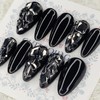 All black full stone handmade nail tips - Almond S