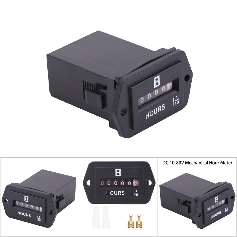 DC 6-80V Mechanical Hour Meter Gauge for Diesel Gasoline Engine