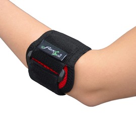 4DflexiSPORT Tennis Elbow - Lateral Epicondylitis (Raspberry/Red) restores forearm strength, relieves elbow pain. Easy one size reversible L or R arm fit. Unisex.