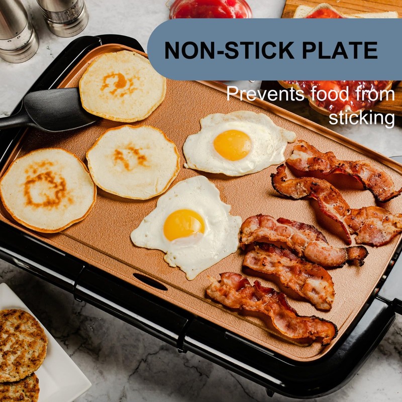 OVENTE Electric Griddle with 16 x 10 Inch Flat Non-Stick