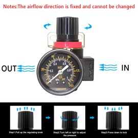 Beduan BR2000 Air Compressor Regulator Combo 1/4" NPT,Manual Drain with Bracket, Gauge