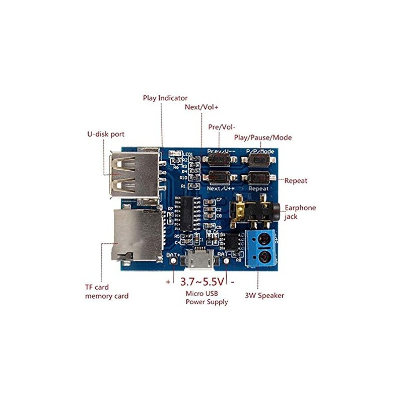 Xsdjasd MP3 Lossless Decoding Board Mp3 Decoder Module TF Card