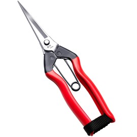 RANSHOU Japanese Garden Shears Long Blade 7.9" for Plants - Needle Nose Pruners with Pointed Tips - Sharp Japanese Stainless Steel Blade & Spring Loaded Handle - Made in Japan