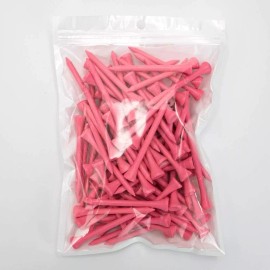 JJ 100PCS Pink Golf Tees Wooden 2-1/8 Inch 54mm Reduce Side Spin Bulk Friction