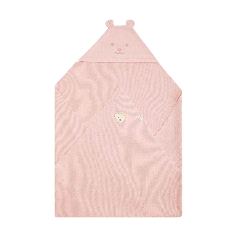 Steiff Unisex Baby Basic Blanket Knitted GOTS, Silver Pink, Silver