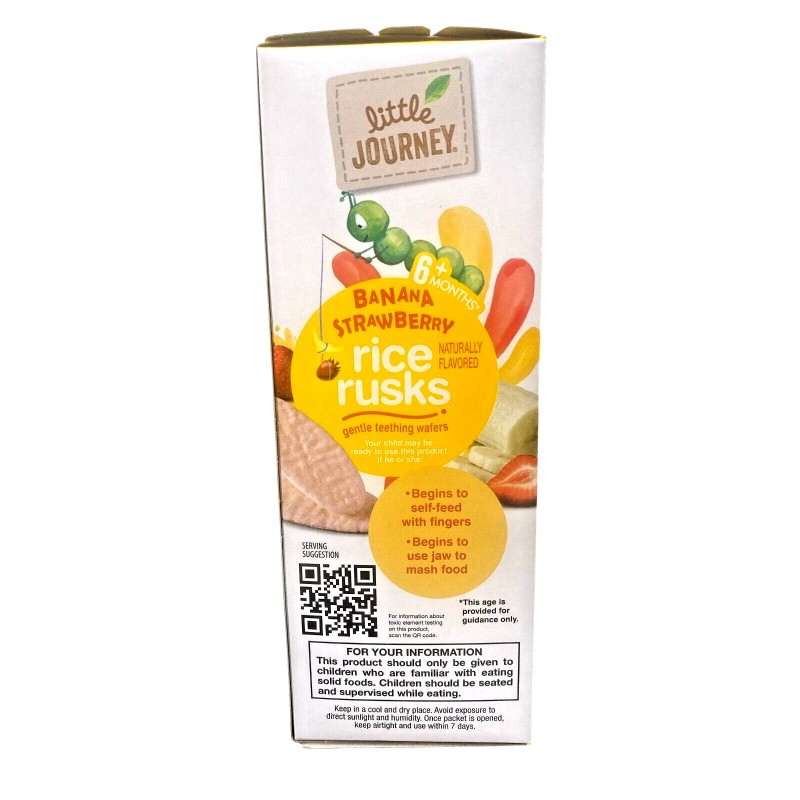Little Banana Strawberry Rice Rusks, Gentle Teething Wafers for Babies