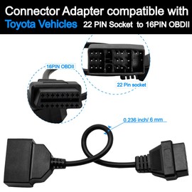 Goliton 22 poliges OBD1 zu 16 poliges OBD2 Konverter Adapter Kabel kompatibel für Toyota Lexus DLC Diagnose Scanner