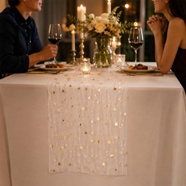 5M Gold Table Runner, Star Table Runners for Dining Table Decortations