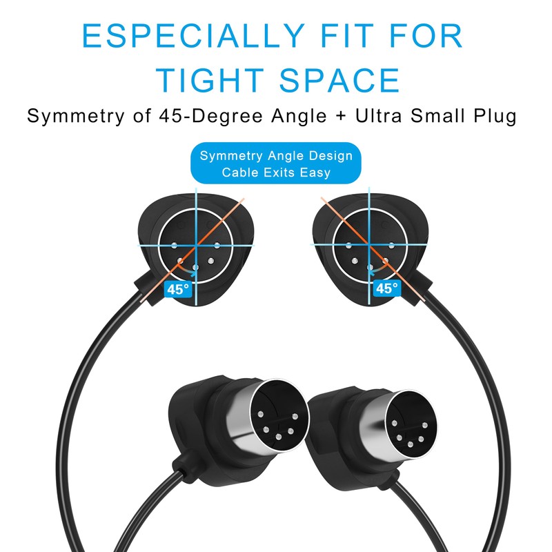 FORE 4-Pack 2-Feet/ 60cm 45-Degree Symmetry Angled MIDI Cable with