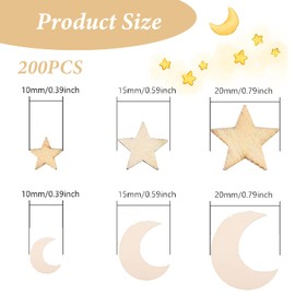 GISTEQ Wooden Letters，100 PCS Craft Wood Star Ornaments unfinished Cutout Blank Wood Star Embellishments Slices for Christmas Wedding Party Decoration DIY Cards