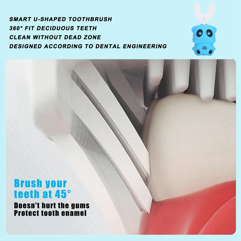 Children U shaped Sonic Toothbrush Waterproof Portable Cartoon Cute Electric