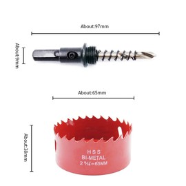 Hole Saw 65 mm Laiwei Bi-Metal Hole Saw Drill, HSS Hole Cutter with Mandrel for Wood and Metal (65 mm)