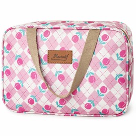 wordmouk Toiletry Bag Large Hanging Travel Wash Storage Bag Makeup Cosmetic Organiser Bags with Zippers Portable Waterproof Gym Shower Bathroom Make up Organizer for Women Girls Ladies, Pink Tulip