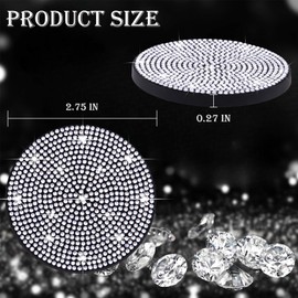 MEAJOO 2PCS Bling Cup Holder Coaster, 2.75 inch Full Crystal Rhinestone Silicone Anti-Slip Shockproof, Universal Non-Slip Recessed Car Interior Accessories (Black & White)