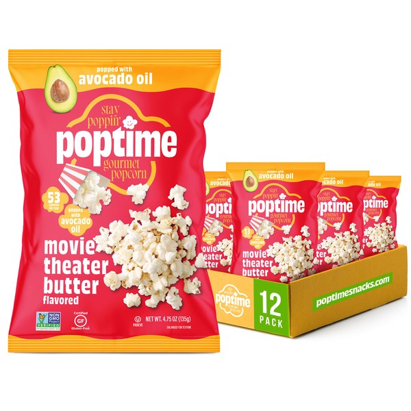 Poptime Movie Theater Butter Popcorn Snack Bags – Gourmet Flavored