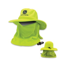 John Deere Bucket Hat Removable Neck Cover and Mask, Hi Vis, One Size