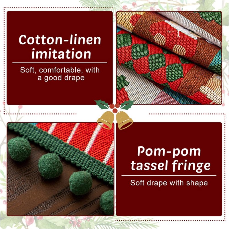 Christmas Table Runner, 14x71in Soft Xmas Winter Table Scarf with