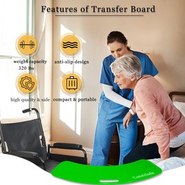 Constelada Transfer Board Slide Board for Wheelchair Transfer Slide Assist Device Transfer Sliding Board Aid Move from Bed Car Wheelchair for The Elderly Patient Disabled Weight Capacity 320lbs(Green)