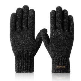 HeySocks Men's Winter Gloves Warm Gloves Thermal Knitted Gloves for Cycling Running Outdoor, gray