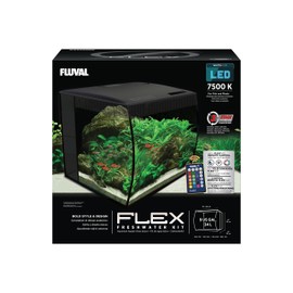 Fluval Flex 9 Aquarium Kit - Fish Tank for Fish & Plants - Comes with LED Lights, Filtration System & More - 36" x 18" x 18" - 34 L, 9 Gal. - Black