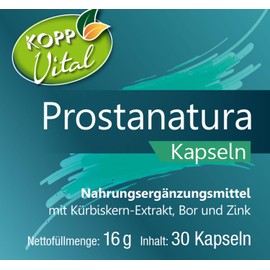 KOPP Vital® Prostanatura | 30 Kapseln | 16 g | hochwertige Extrakte | Geschenk für jeden Mann ab 50 | Nahrungsergänzungsmittel | mit Kürbiskern-Ektrakt | Zink