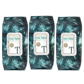 Body Prescriptions 3 Pack (50 Count Each) Tea Tree Facial Cleansing and Gentle Make Up Remover Wipes – Flip Top Pack