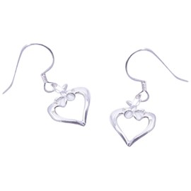 LocoMocoAloha Earrings, Hawaiian Jewelry, Heart Plumeria Hook, Genuine Jewelry