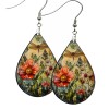 the fun things Summer Flower Garden Dragonfly Earrings Teardrop NO