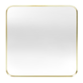 Minuover Wall Mount Mirror for Bathroom, Brushed Gold Metal Framed Rounded Corner Square Rectangular Vanity Mirror (30" x 30", Gold)