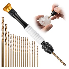 1-Pack Pin Vise Hand Drill Manual with 18pcs Micro Drill Bits Set（0.6mm-2.5mm）- Professional Rotary Craft Mini Drills for Jewelry Making Supplies Resin Wood Plastic Miniature