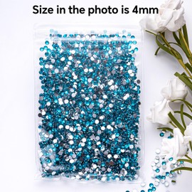Peacock Blue Rhinestones Bulk, 5000PCS Flat Back Round Jelly AB Rhinestones Non-Hotfix Crystal Gems Wholesale for Crafts Makeup Nails Face Tumblers Clothes Shoes Handmade Decoration 4mm