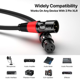 EBXYA XLR Cable 6ft 6 Pack - Stage Light DMX Cable, Premium Balanced 3-Pin XLR Male to Female Microphone Cable, Black
