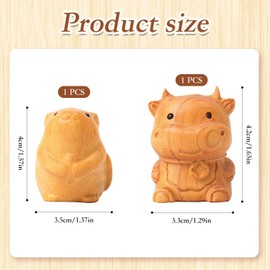 VEHYEGOI 2 Pieces Of Wood Carvings, Wooden Mouse Ornaments, Mouse Ornaments, Cute Little Ornaments, Home Wooden Decorative Ornaments, Small Animal Ornaments, Wood Carving Ornaments