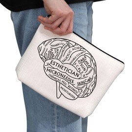 G2TUP Funny Esthetician Gift Esthetician Brain Makeup Bag Skin Therapist Cosmetic Bag Cosmetology Gift Skin Care Lover Gift (Esthetician Brain CB)