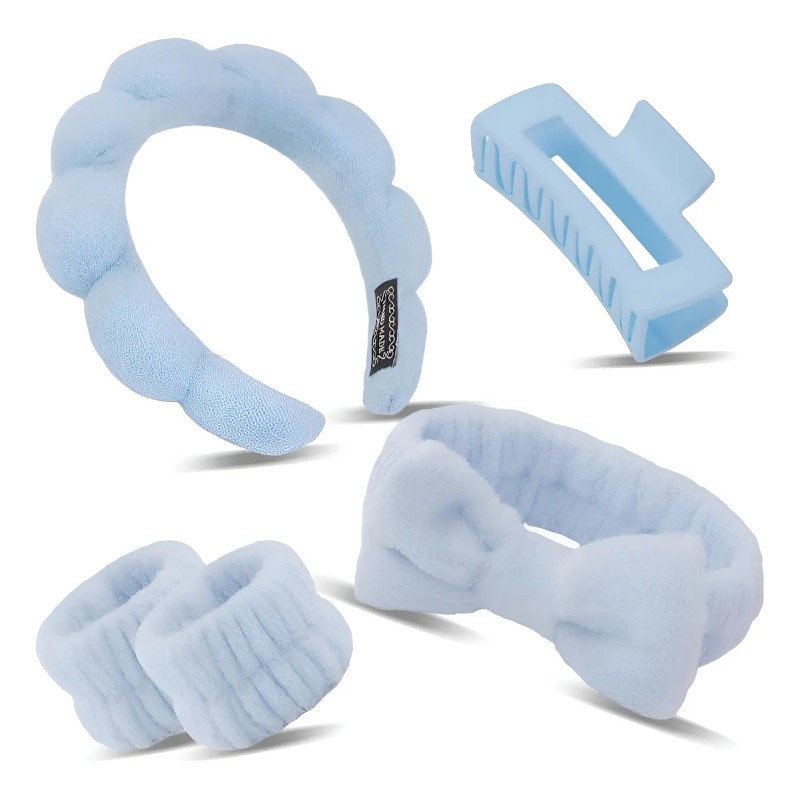 5 Pcs Diademas De Pelo Y Muñequeras Horquilla Maquillaje Spa