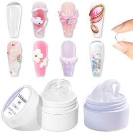 IFFANSHU Solid Builder Gel for Nails, 2 Colors Clear White Non-Sticky Sculpting Gel 3D Nail Art Carving Modeling Hard Nail Extension for DIY Home Salon Manicure