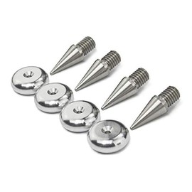 M6 Speakers Spikes and Pads for Speakers, HiFi Stands, Cabinets, Soundbars (Stainless Spike wit aluminium round Pads)